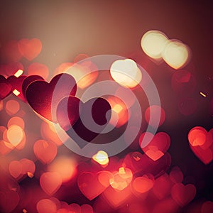 Photo red hearts bokeh background