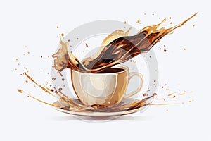 Photo of a refreshing cup of coffee with a mesmerizing splash of liquid