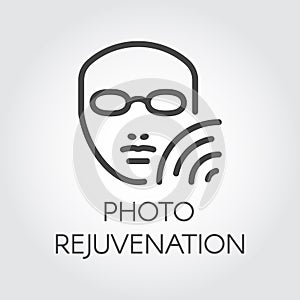 Photo rejuvenation line icon. Abstract human portrait. Cosmetology, skincare, healthcare treatment concept