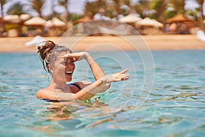 Photo of relaxing vacation in Egypt Hurghada woman swim