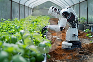 Photo Robotic cultivation Precision in planting and gardening, courtesy of advanced technology