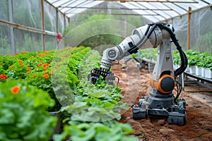 Photo Robotic cultivation Precision in planting and gardening, courtesy of advanced technology