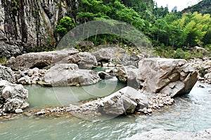 Rocks in streams in the valley