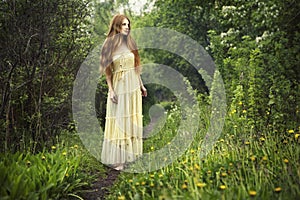 Photo of romantic woman in fairy forest