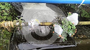 Photo of rubbish in water pipes. Don& x27;t throw rubbish carelessly