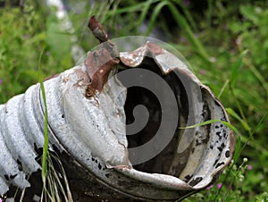 A rusty old drain pipe next to Creswell, Oregon.