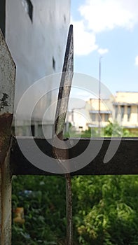 rusty old iron fence