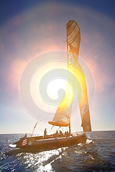 Photo of Sailors sailing on sailboat