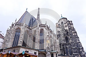 Photo of saint stephen`s cathedral and christmas market