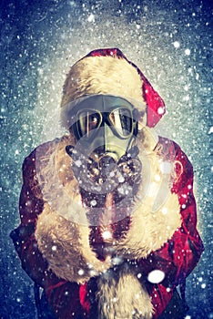 Photo of Santa Claus with gas mask