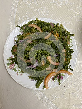 Photo of Sea Grapes Salad or Lato on Plate Filipino Dish photo