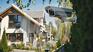 A photo of security cameras strategically p around the perimeter of the house giving a sense of safety and protection photo
