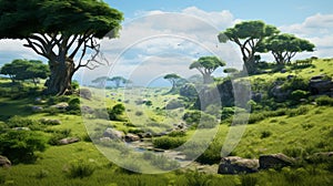 Mossy Savanna: A Stunning Asante Art Inspired Adventurecore Environment