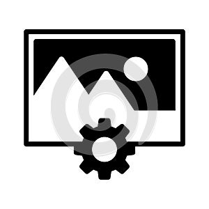 Photo setting glyph flat vector icon