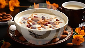 Stylish Chinese Almond And Red Date Soup With Yogurt And Almonds photo