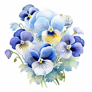 Watercolor Pansy Bouquet Clipart - Elegant And Realistic Floral Arrangement