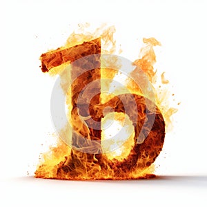 Luxury Fire Text Effect: B In Flames On White Background photo