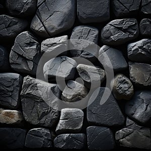 Abstract Vray Tracing: Dark Wall Of Rocks In 8k Resolution photo