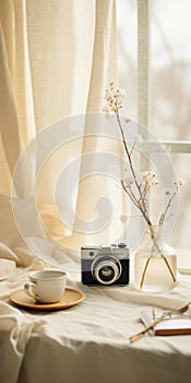 Romantic Floral Still Life With Vintage Charm photo