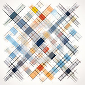 Abstract Flat Pattern: Detailed Crosshatching In Blue And Amber photo