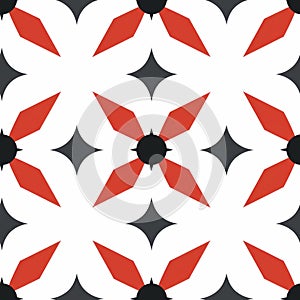 Minimalistic Mosaic Pattern With Red, White, And Black Geometric Shapes photo