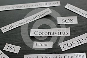Photo showing headlines about how coronavirus is causing stock market to crash
