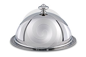 Silver Dome or Cloche isolated with clipping path. photo