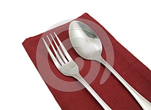 photo silverware fork napkin isolated