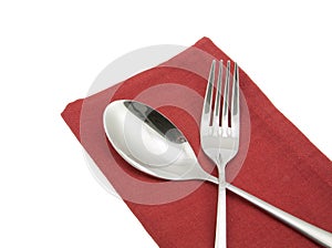 Photo silverware fork napkin