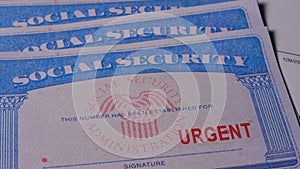 5 photo of social security card ssn with urgent stamp concept photo