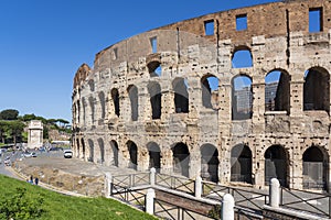 Photo of the south side of the Colosseum Via Celio Vibenna in Rome