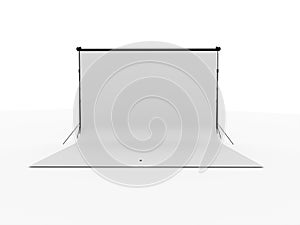 Photo stage with white canvas isolated