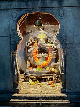 A photo of statue of lord Ganesha Hindu god of kala Ram temple in Nashik