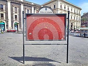 Photo of a street map of Catania, Sicily, displayed in Piazza Stesicoro. photo