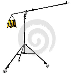 Photo studio boom with lightstand isolated on white background