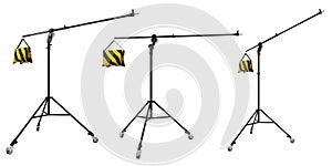 Photo studio boom with lightstand isolated on white background.