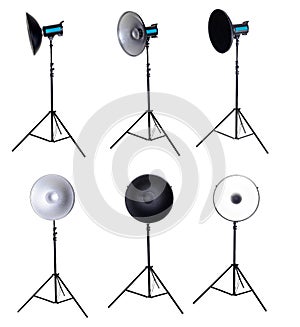 Photo studio equipment beauty dish isolated