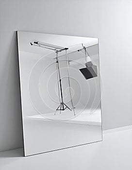 Photo Studio Equipment Reflected in a Large Mirror