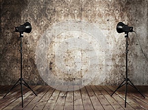 Photo studio in old grunge interior