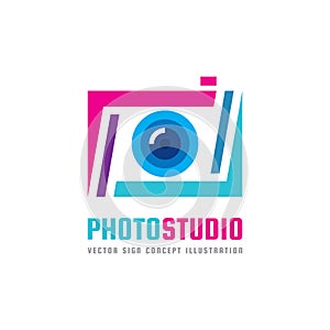 Photo studio - vector logo template concept illustration. Photo camera creative sign. Abstract design element