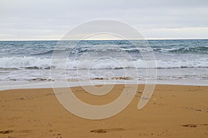 Photo of the sunny summer sandy beach