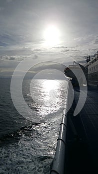 Photo of sunrise at sea on ferry