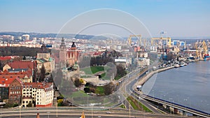 A photo of Szczecin taken by a drone on a March day