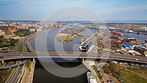 A photo of Szczecin taken by a drone on a March day