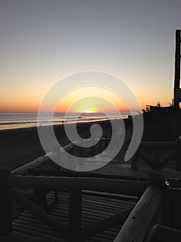 Sunset at Monte Hermoso beach photo