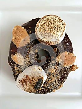 Tempting Chocolate, Cracker and Marsh Mellow Smores Donut photo