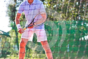 Photo of tennis net at court