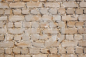 Photo of the texture of a brick wall. Brick wall-background. Photo background made of brick. An old brick wall.