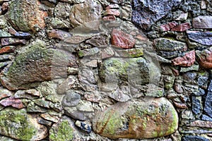 Old path paved with cobblestones colorful. Backgraund