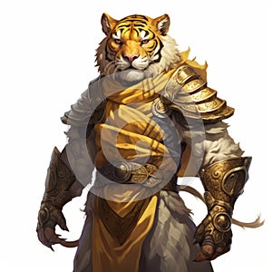 Anthropomorphic Tiger God In Armor: Dnd 5e Character Art photo